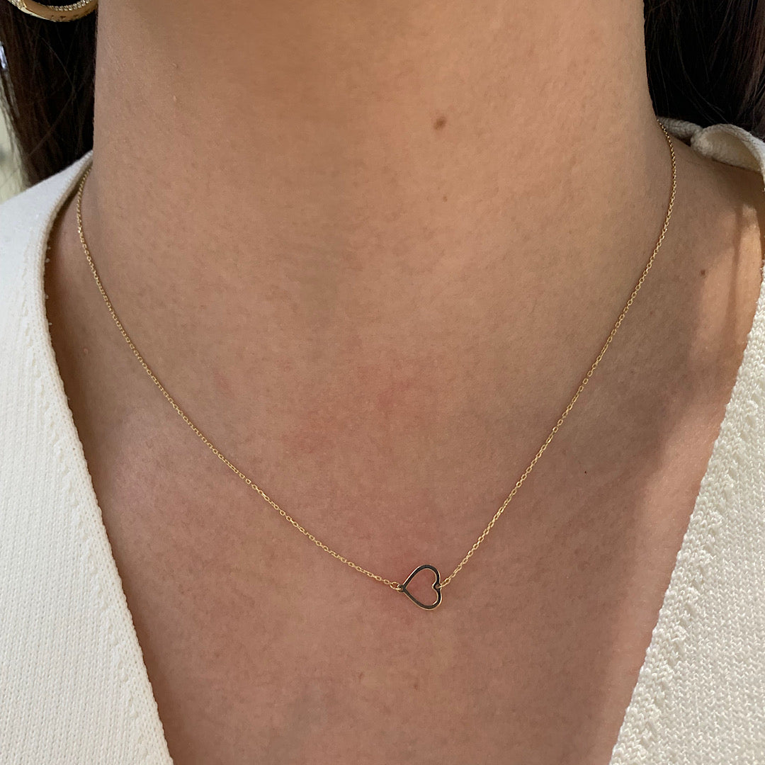 Open Heart Necklace - 14K