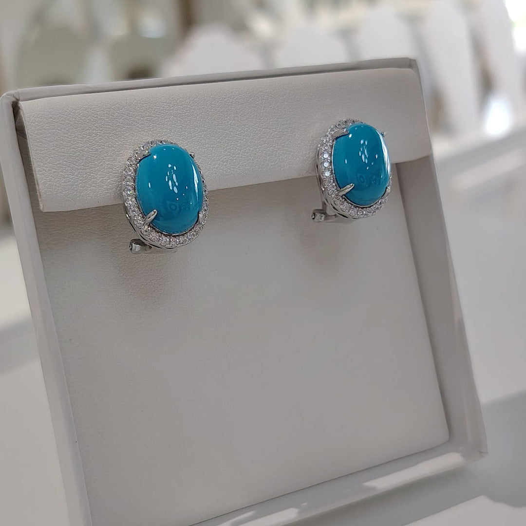Oval CZ Omega Earring