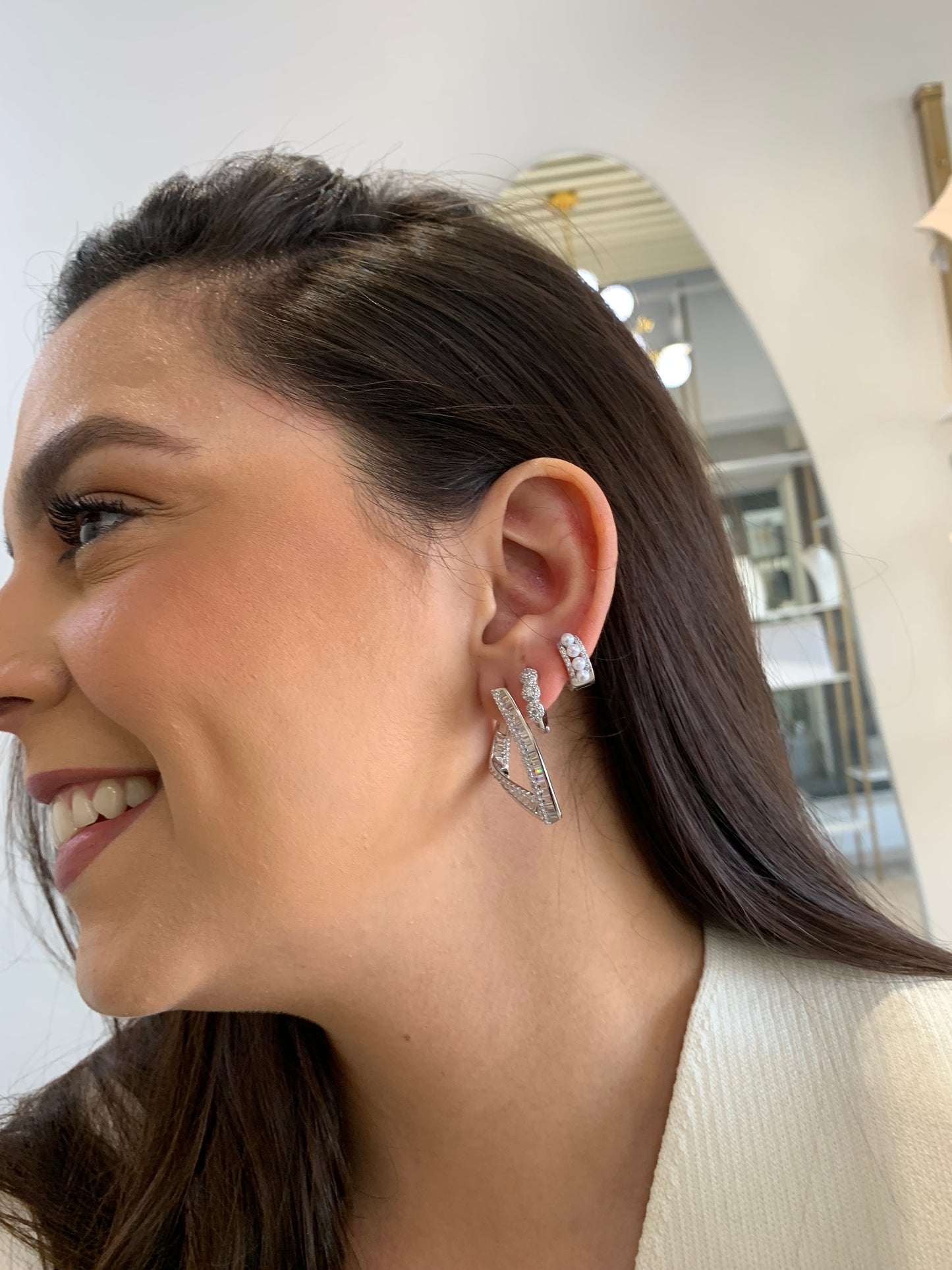 Baguette Silver Hoops