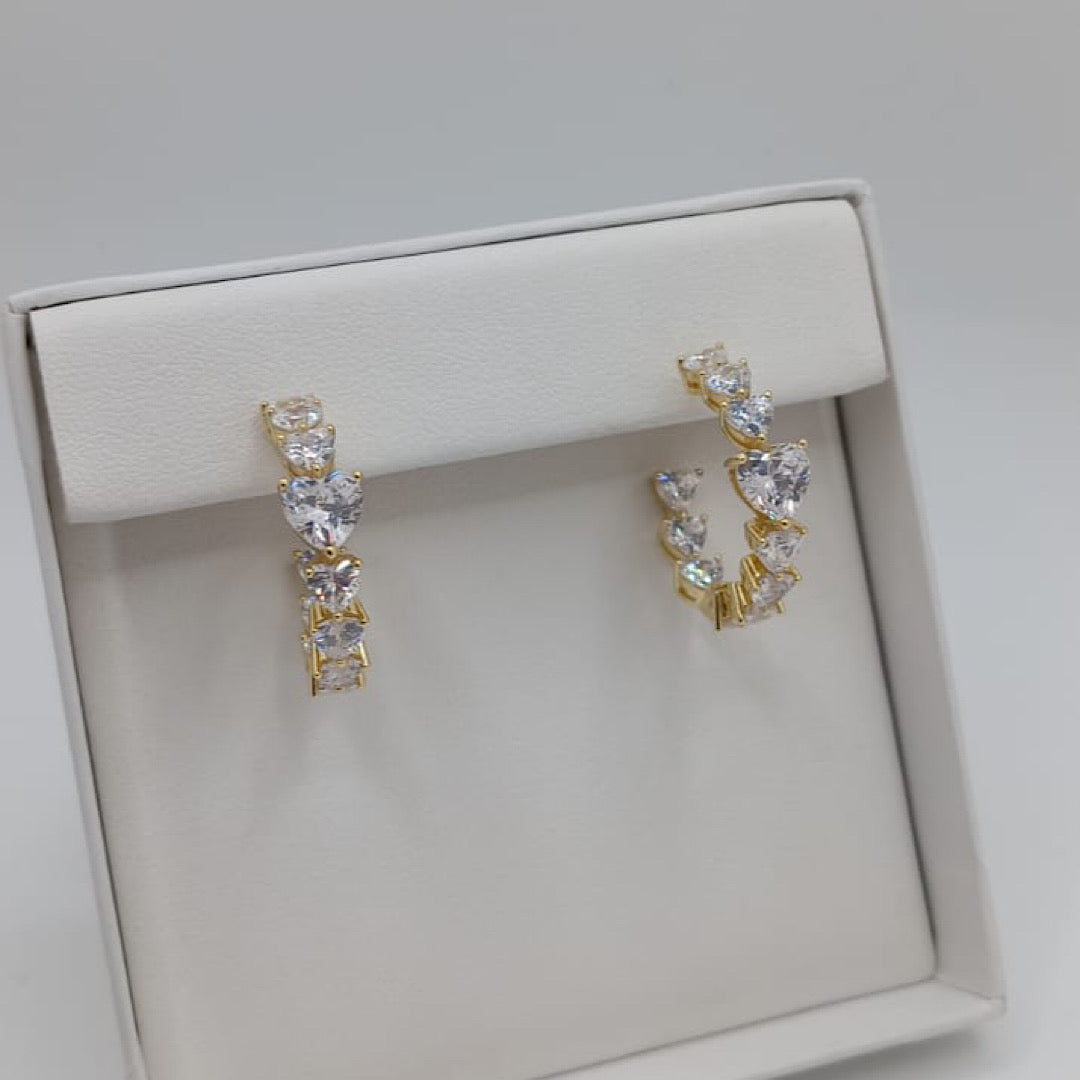 CZ Heart Hoops