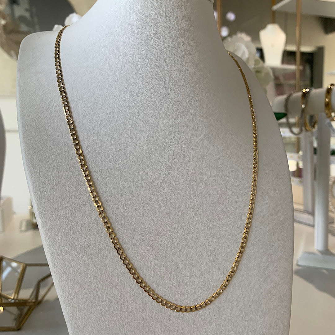 Cadena Cubana Diamantada Oro 14k