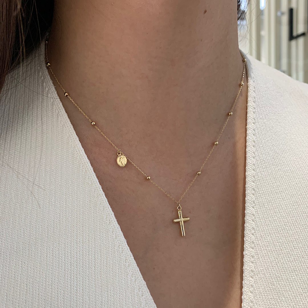 Cross + Virgin Necklace