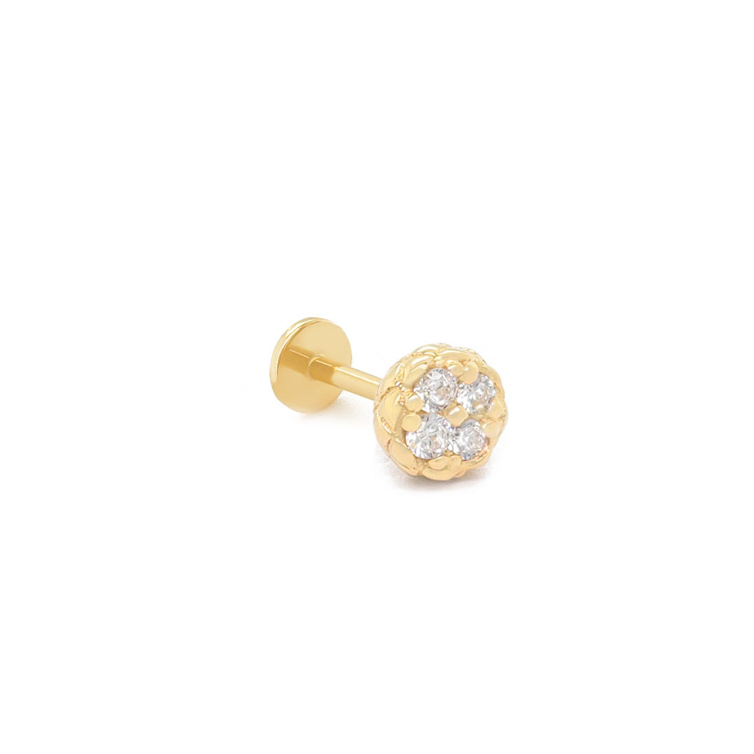 14K Cartilage- Circle with 4 CZ