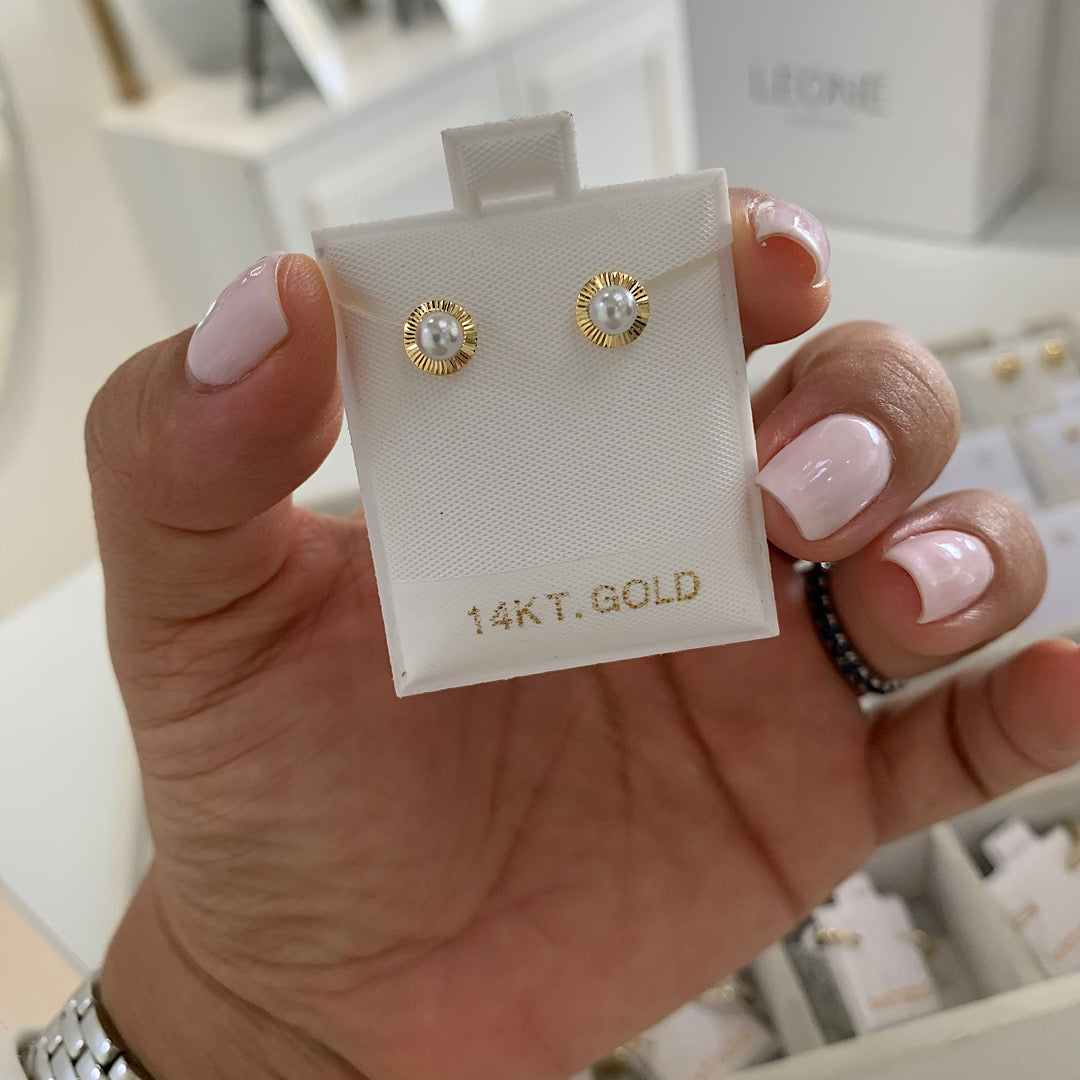 Pearl Diamond Cut Earrin