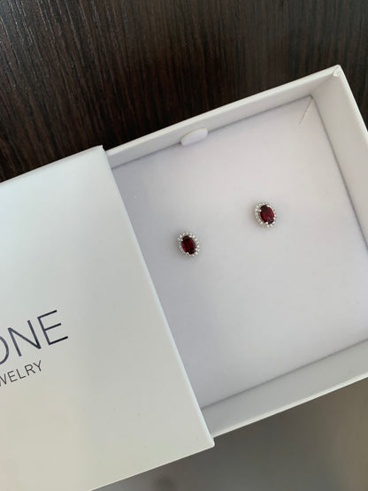 Rubellite Diamond Studs