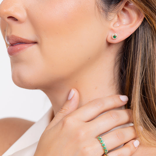 Emerald Diamond Studs