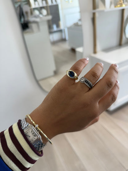 Blue Oval Pinky Ring