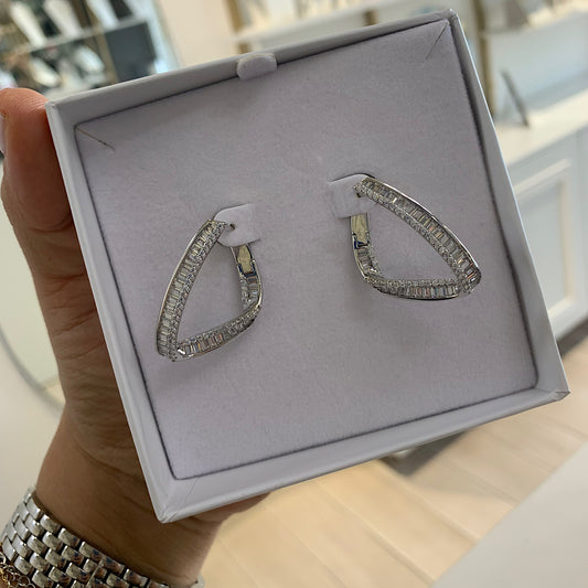 Baguette Silver Hoops