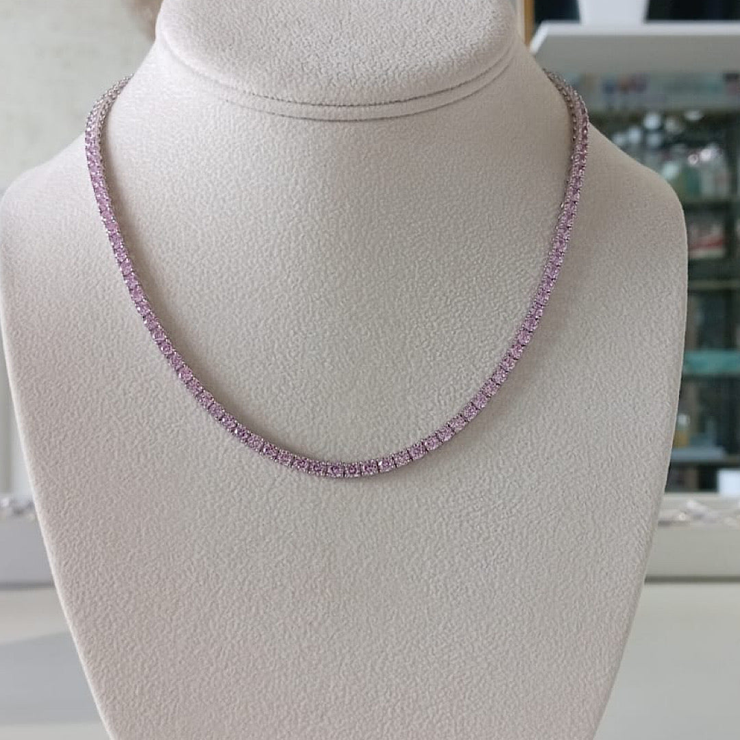 Pink Tennis Necklace