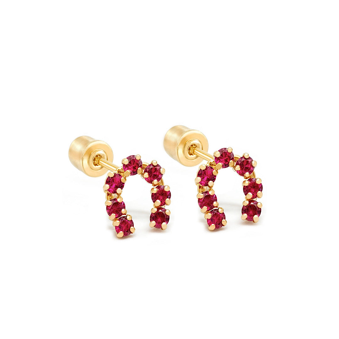 Horseshoe Ruby Earrings