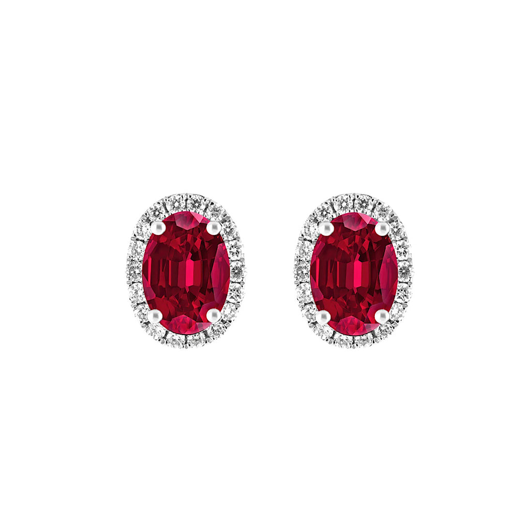 Rubellite Diamond Studs