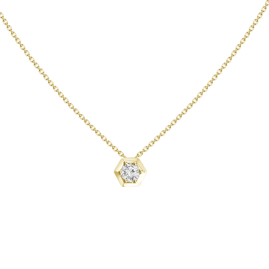 Hexagon Diamond Necklace 18K