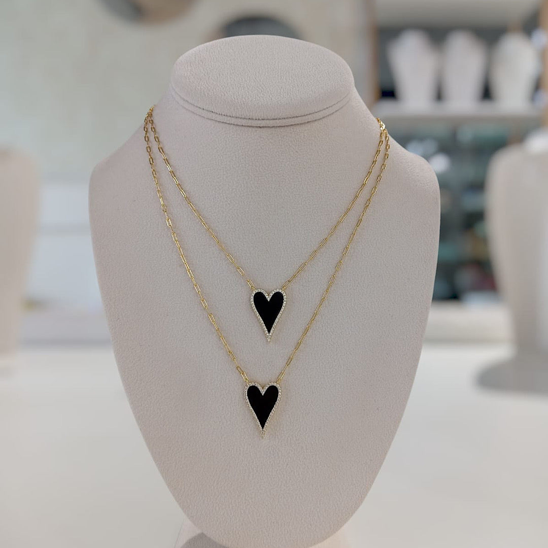 Paperclip Black Heart Necklace