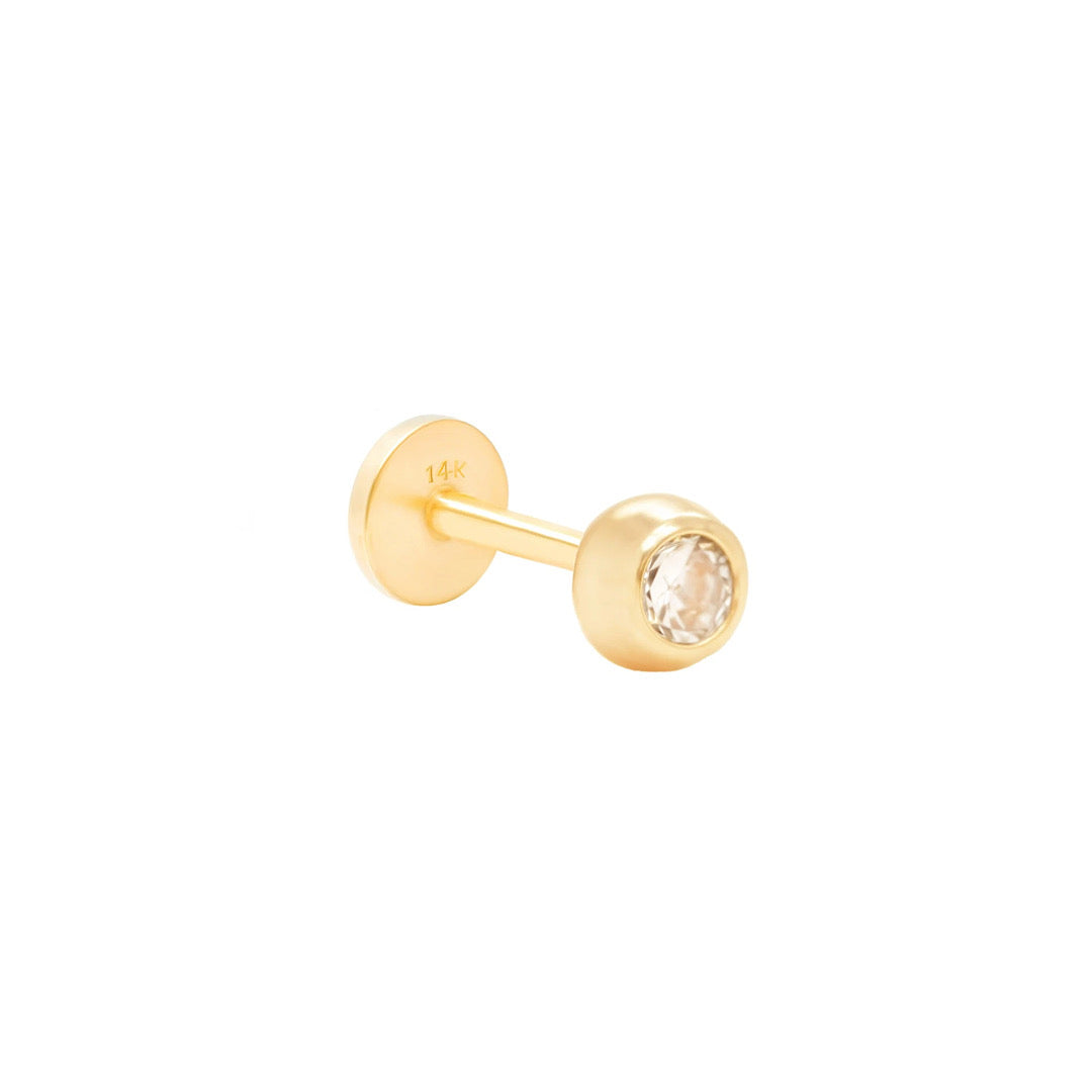 14K Cartilage Piercing Bezel Cup CZ