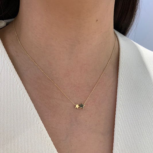 Double Star Necklace - 14k