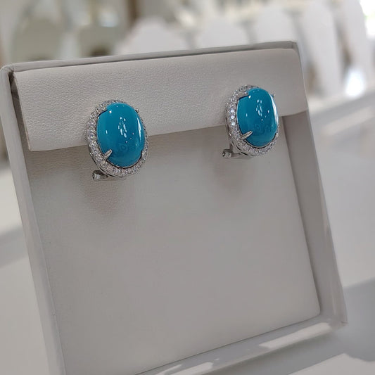 Oval CZ Omega Earring