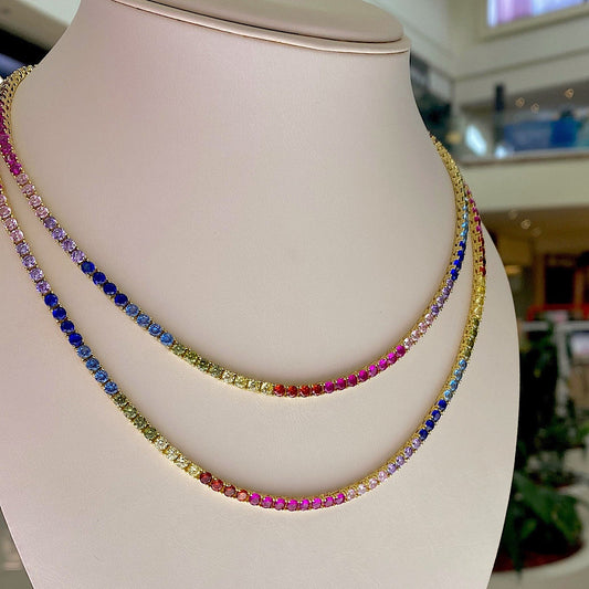 Rainbow Tennis Necklace