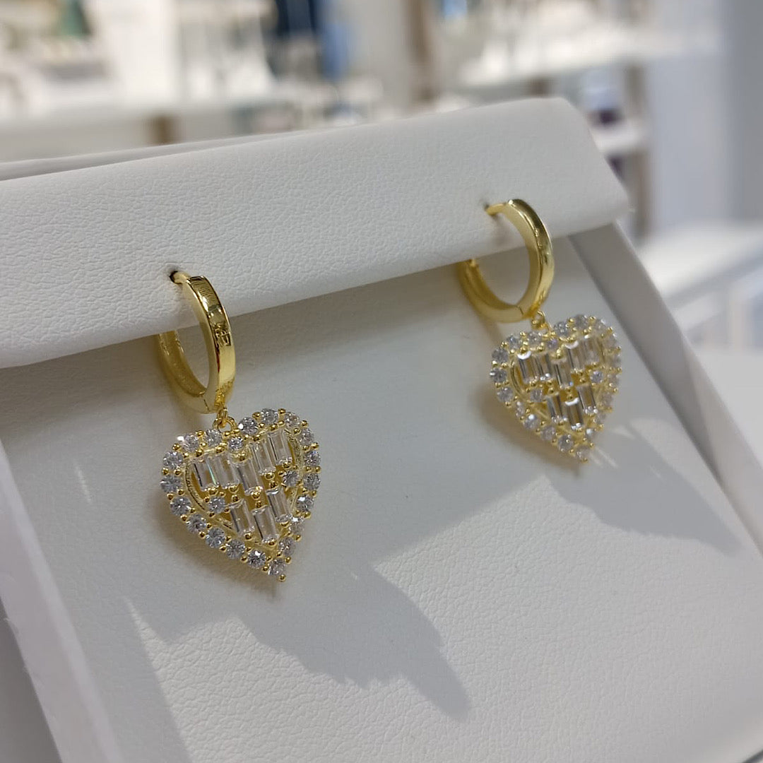 Gold Heart Hoops