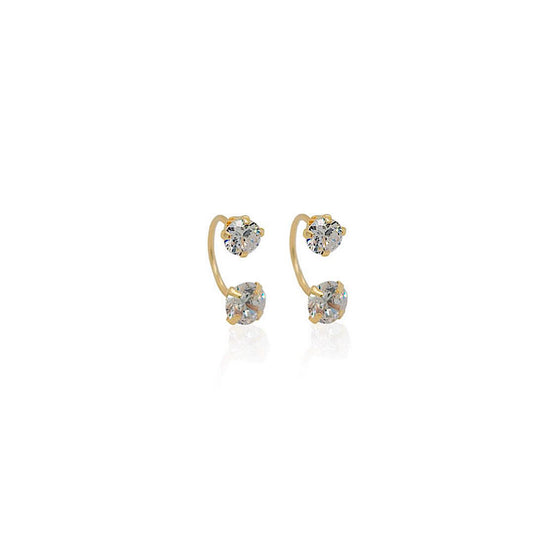 Double CZ Telephone Stud Earrings