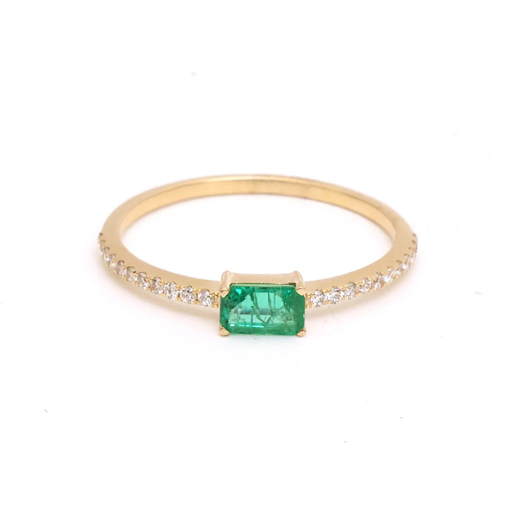 Pre Order - Emerald Diamond Octagon Ring