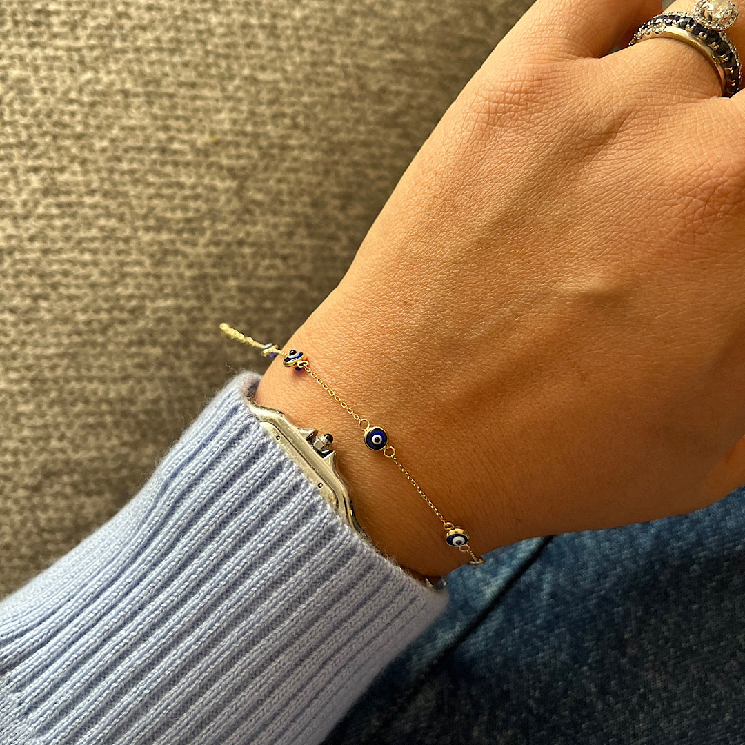 Evil Eye - Pulsera Oro 14k