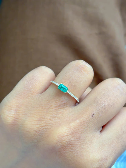 Pre Order - Emerald Diamond Octagon Ring