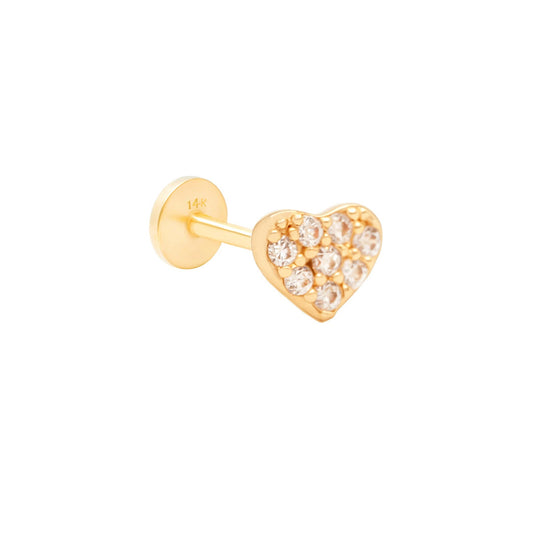 14K Cartilage Piercing Small Heart CZ.