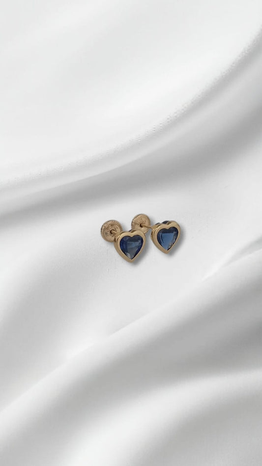 Blue Hearts 14k Earrings