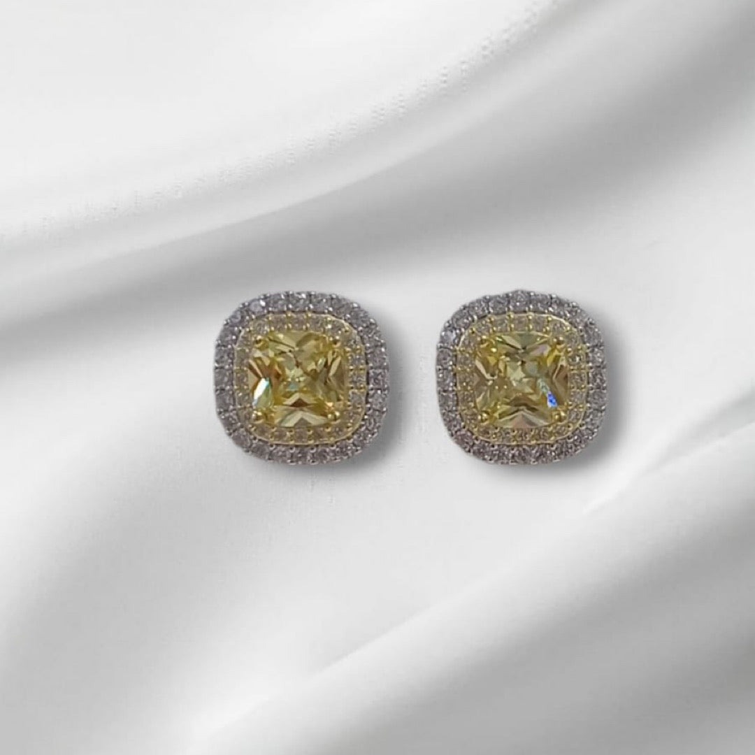 Yellow Square Earrings