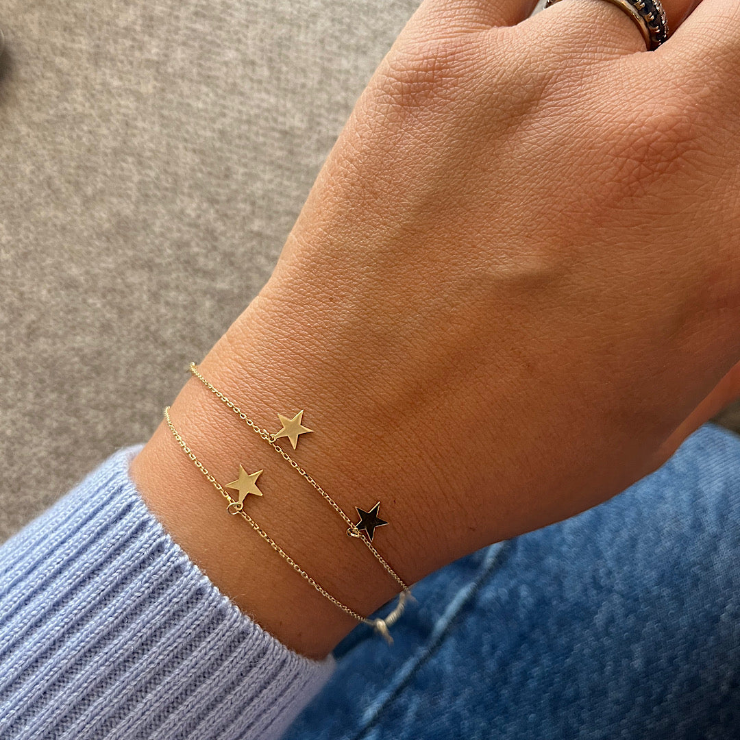 Doble estrellas - Pulsera Oro 14k
