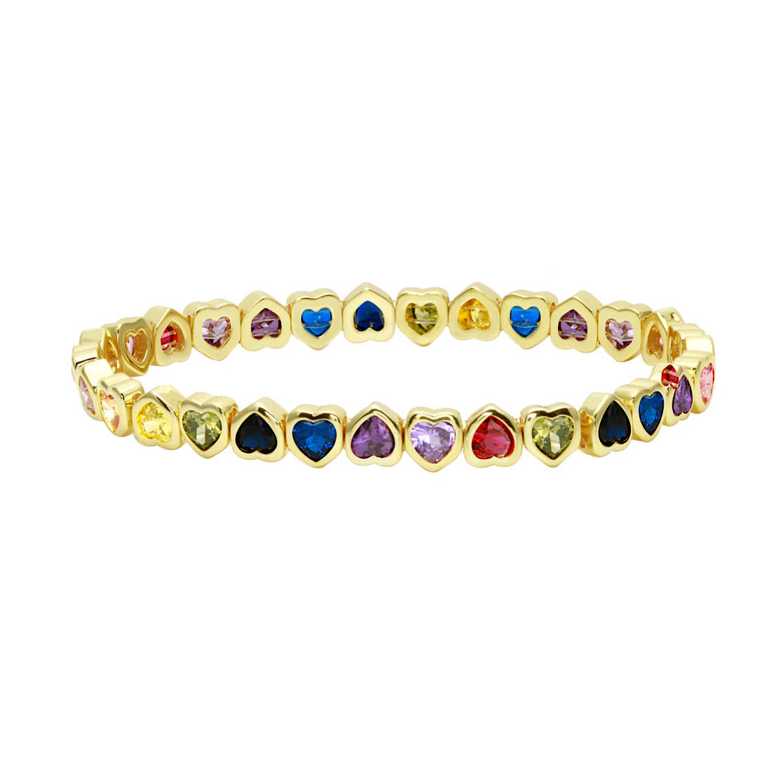 Mini Rainbow Stretchy Heart Bracelet