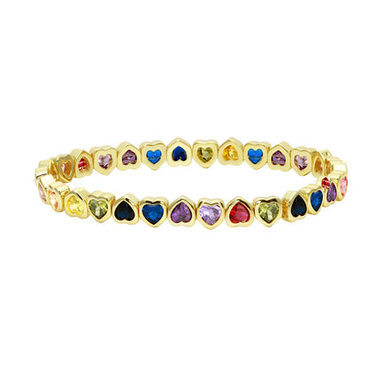 Mini Rainbow Stretchy Heart Bracelet