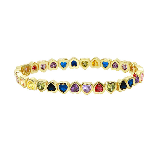 Mini Rainbow Stretchy Heart Bracelet