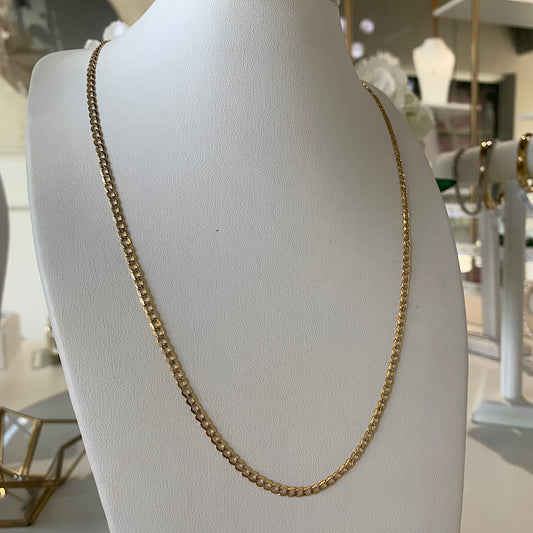 Cadena Cubana Diamantada Oro 14k