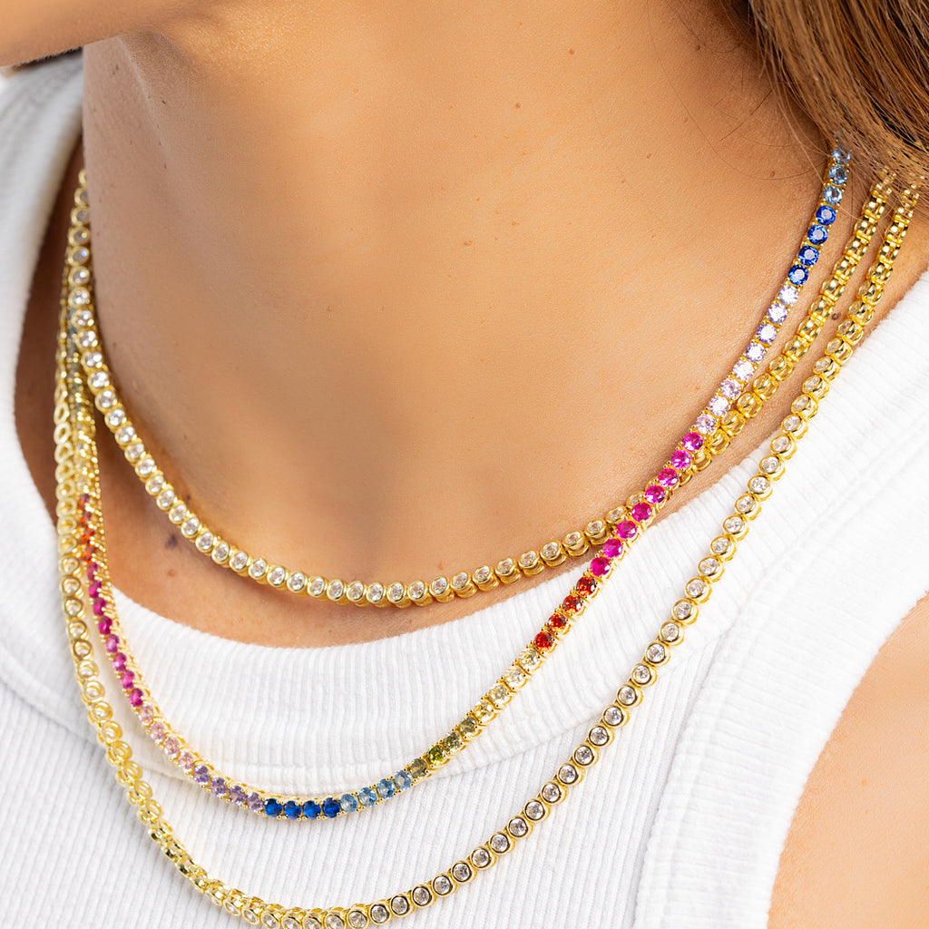 Gold Bezel Tennis Necklace