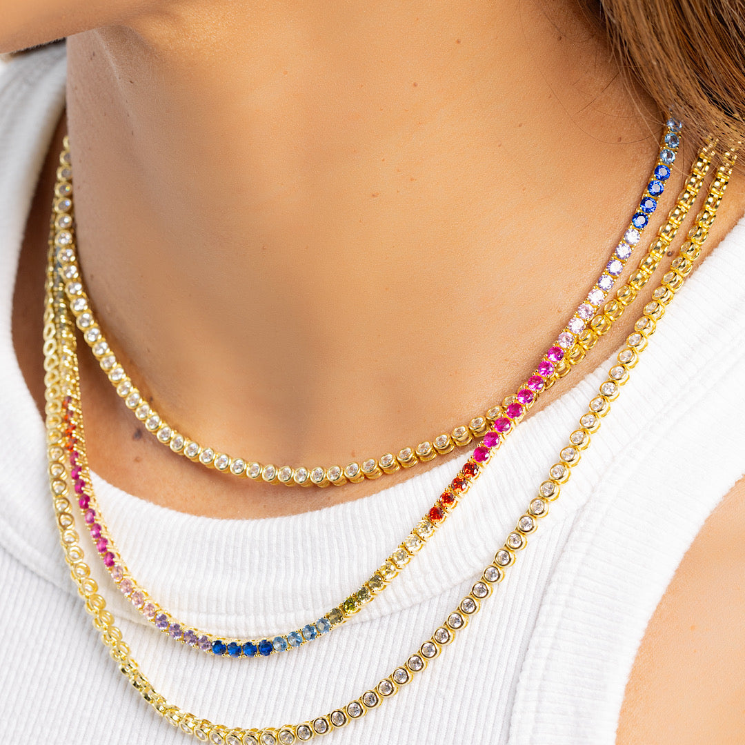 Gold Bezel Tennis Necklace