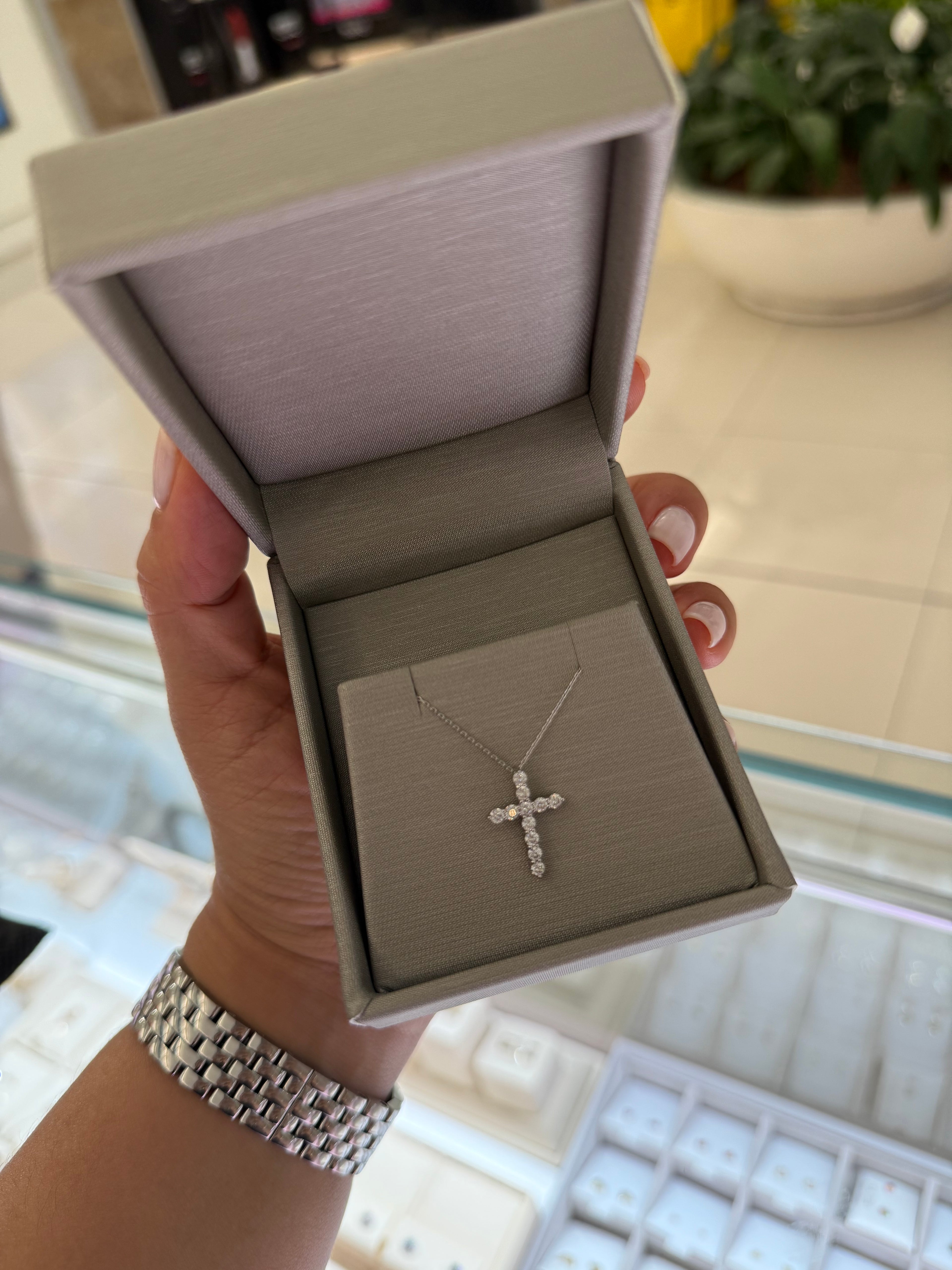 Diamond Cross 18KT White Gold