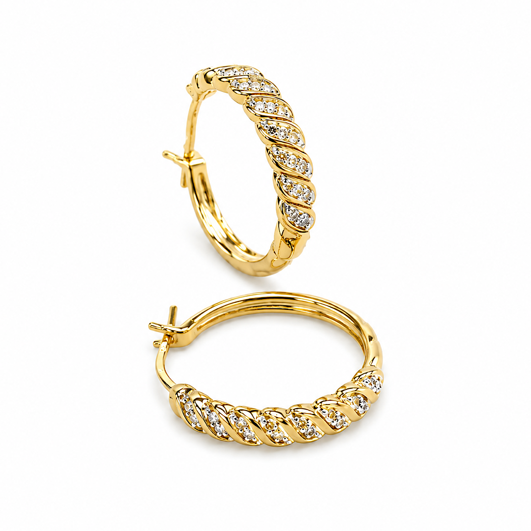 Cross Hoops - Natural Diamonds