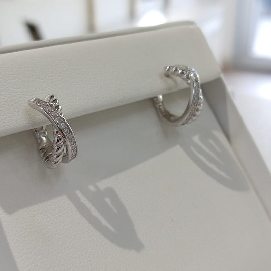 Cross Silver Hoops
