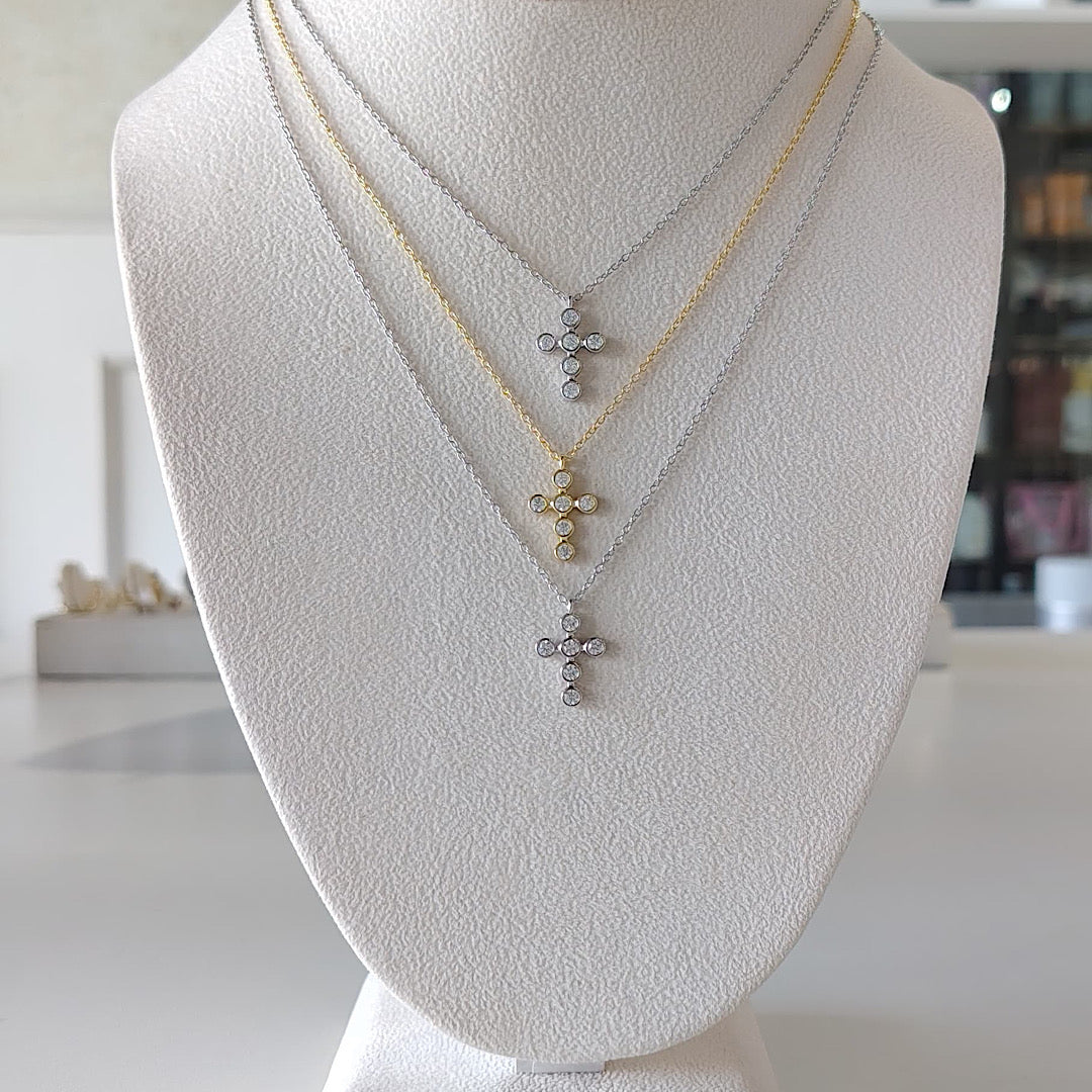 Bezel Cross Necklace