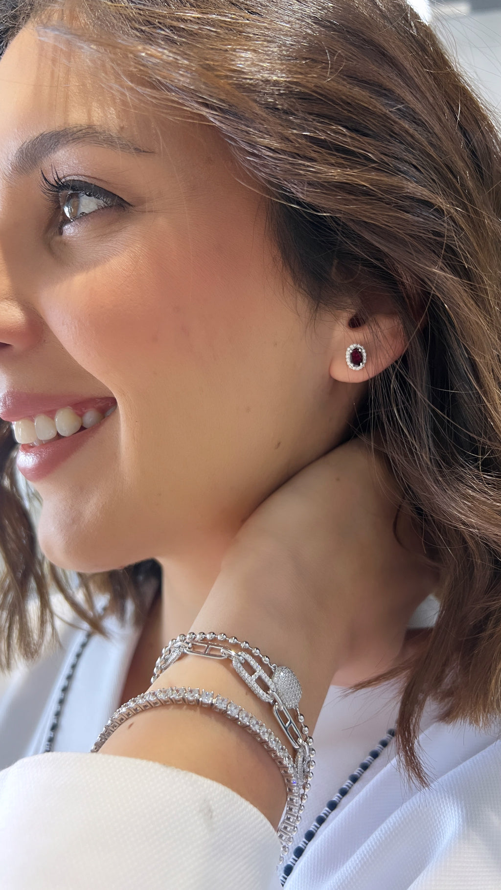 Rubellite Diamond Studs