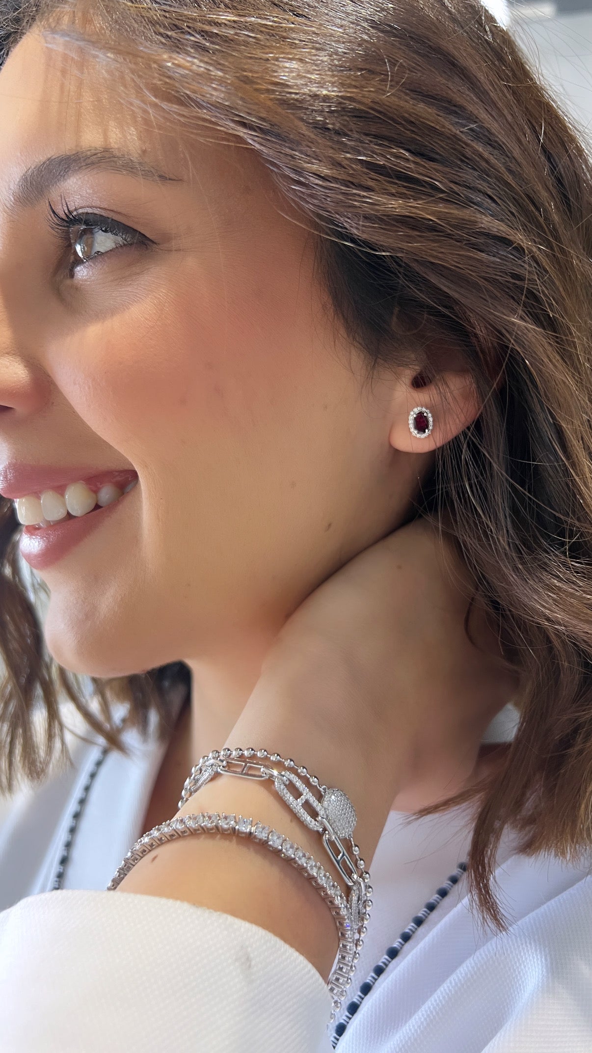 Rubellite Diamond Studs