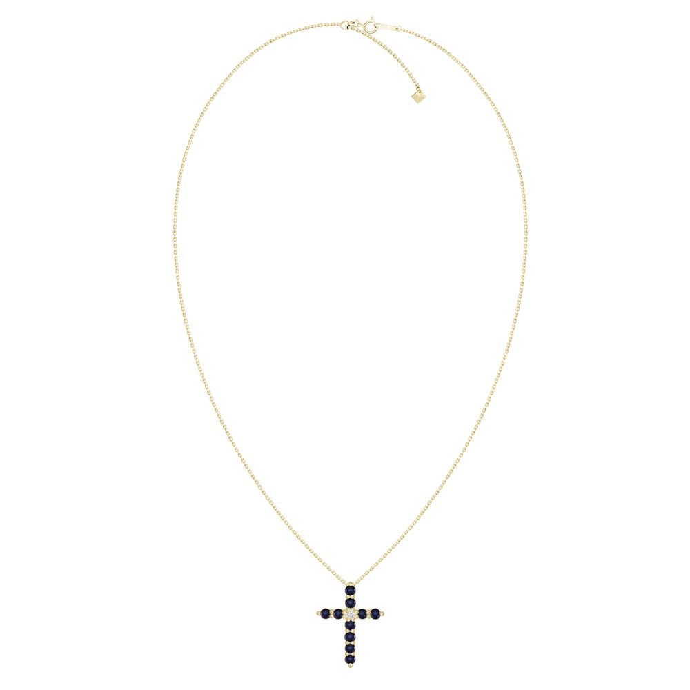 Sapphire Diamond Cross Necklace