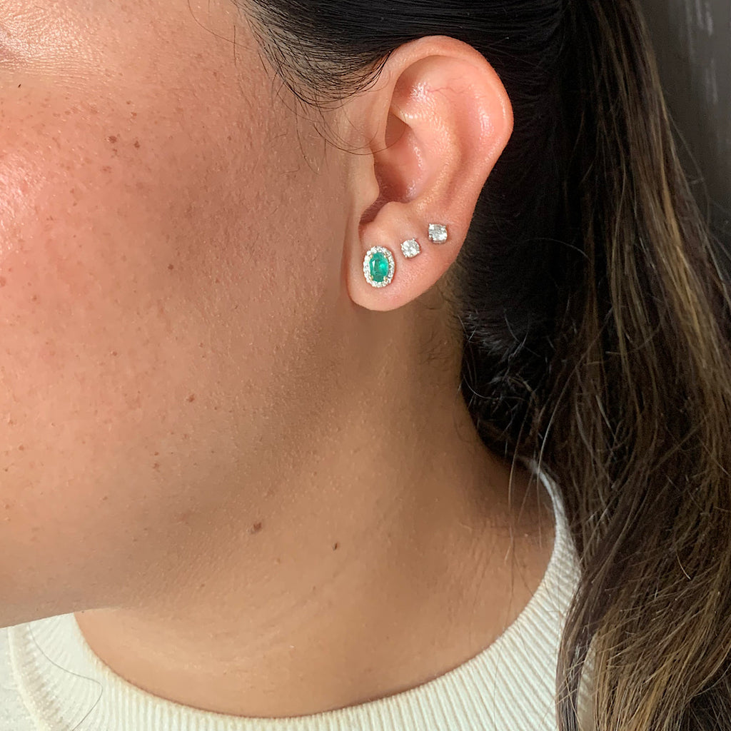 Emerald Diamond Studs