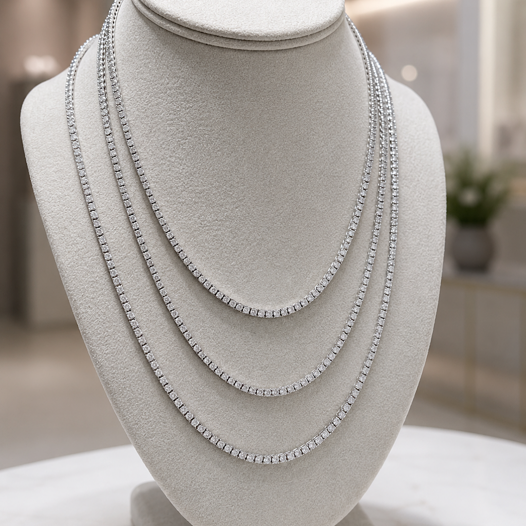 Silver Tennis Necklace 2mm