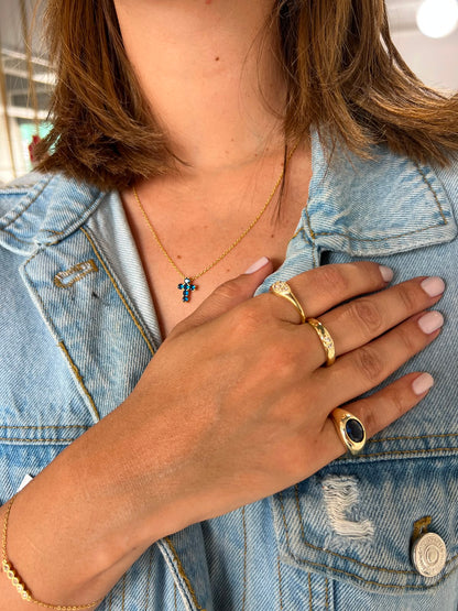 Blue Oval Pinky Ring