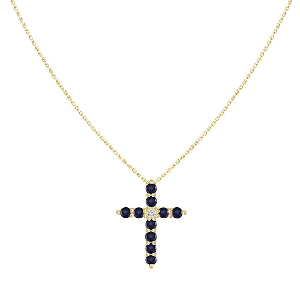 Sapphire Diamond Cross Necklace