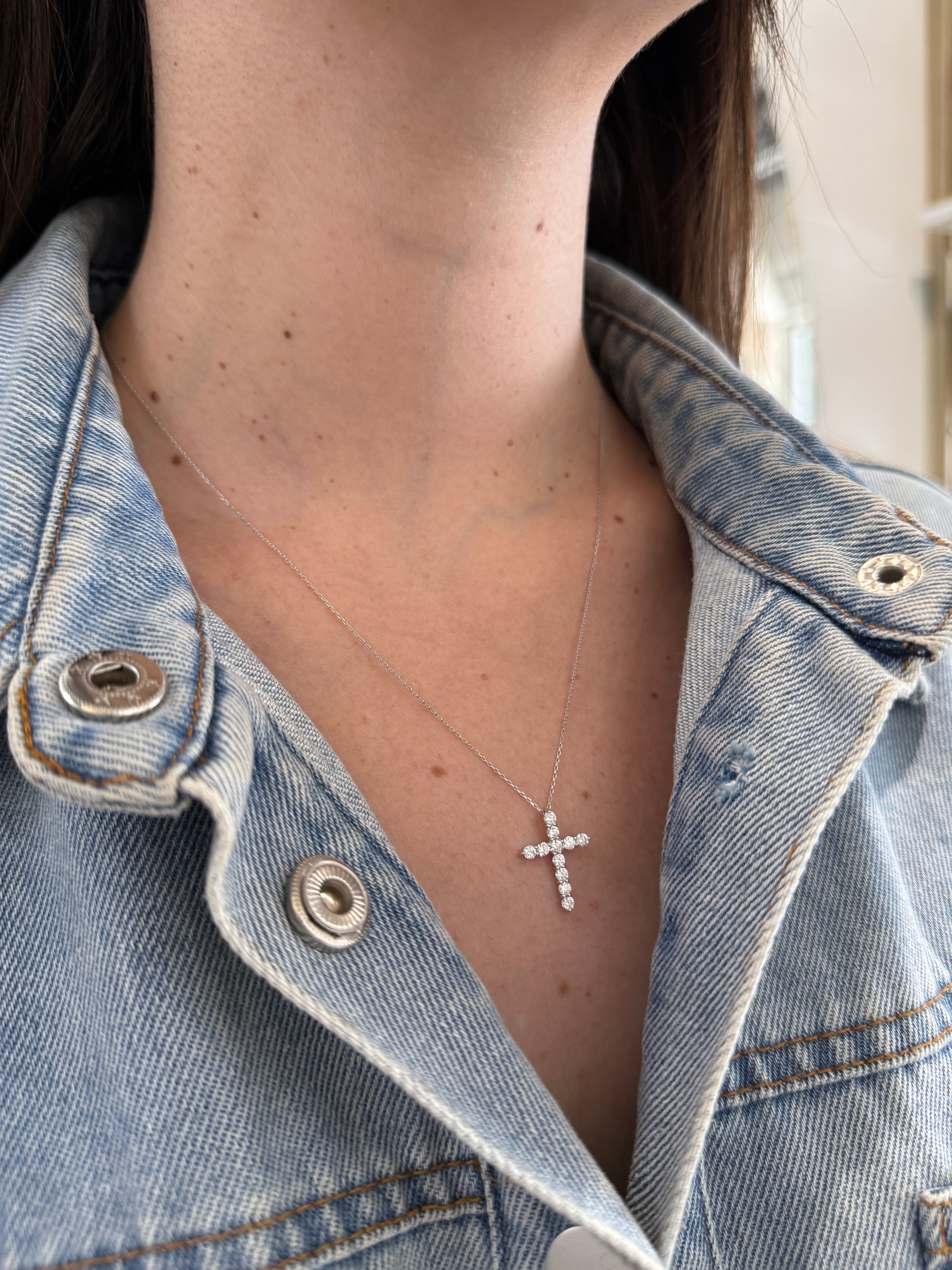 Diamond Cross 18KT White Gold