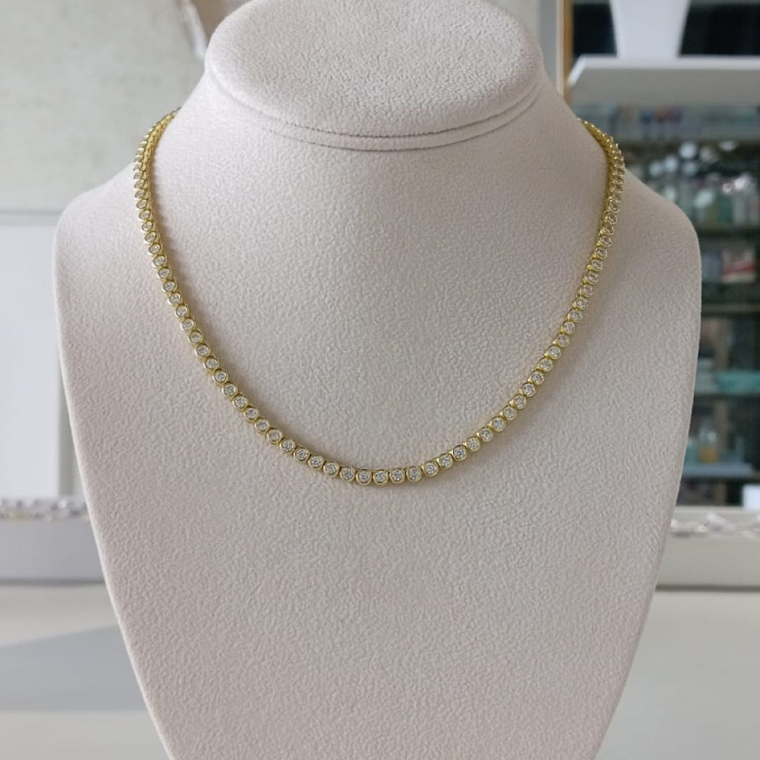 Gold Bezel Tennis Necklace