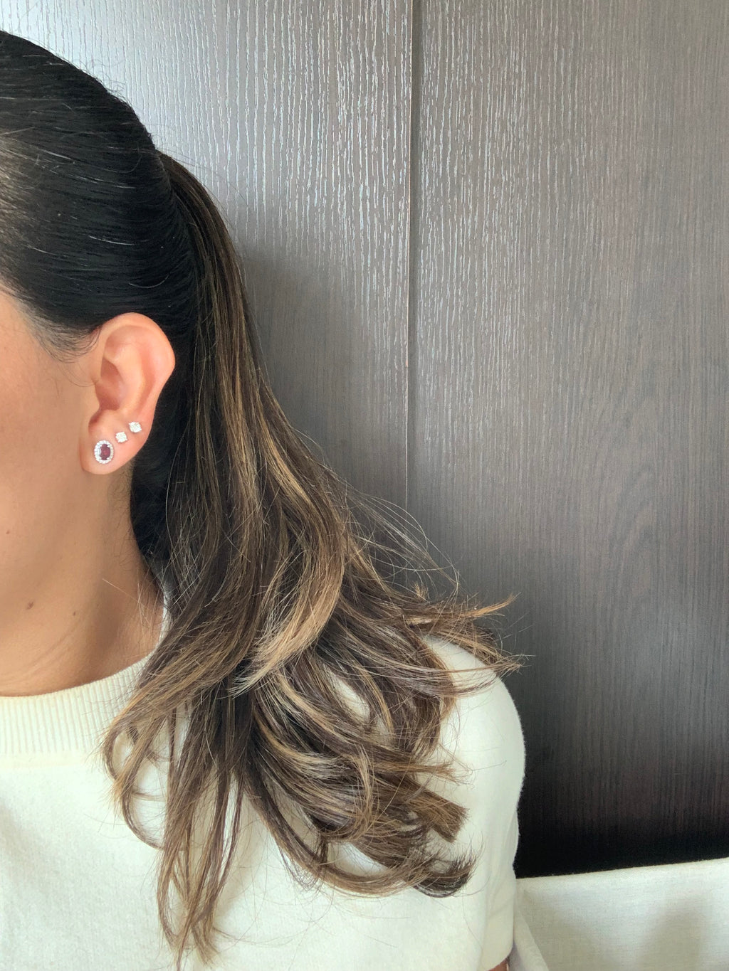 Rubellite Diamond Studs